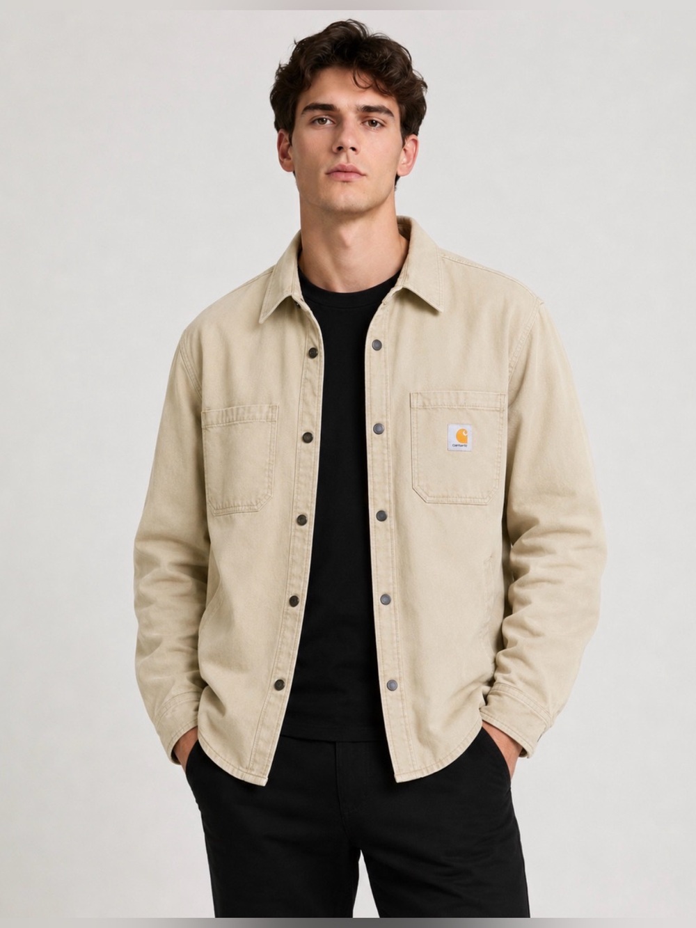 Carhartt Rigby Shirt Jacket Canvas Rugged Flex Relaxed Fit Fleece Lined Beige XL